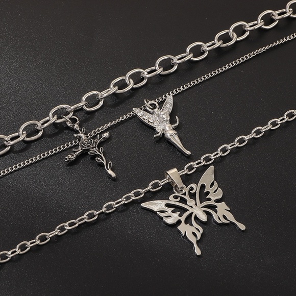 Butterfly  Silver Necklace. - Picture 4 of 5